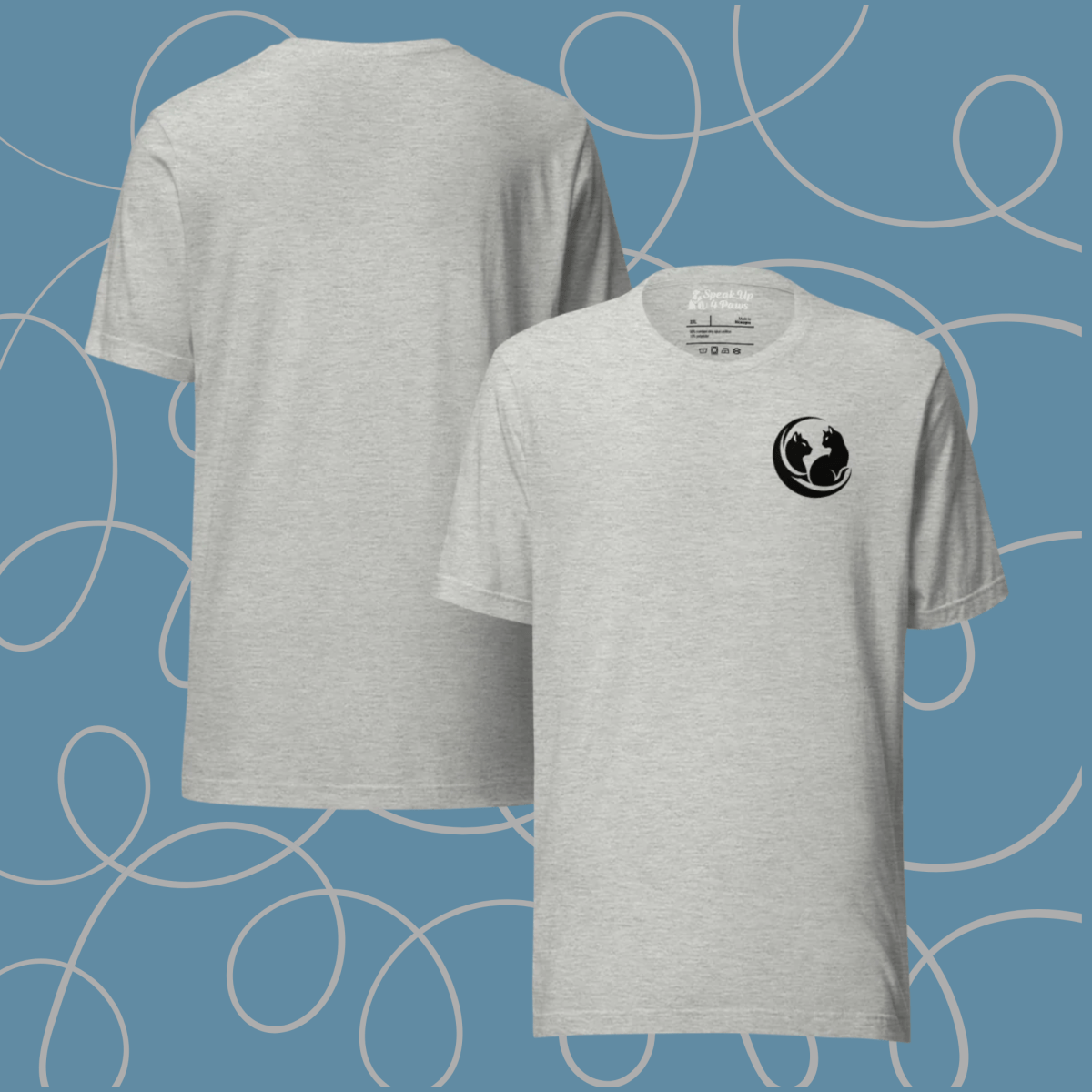 Whiskered Harmony - Everyday Plus Tee | COLORS: White, Red, Athletic Heather - Unisex Staple Tee - Speak Up 4 Paws