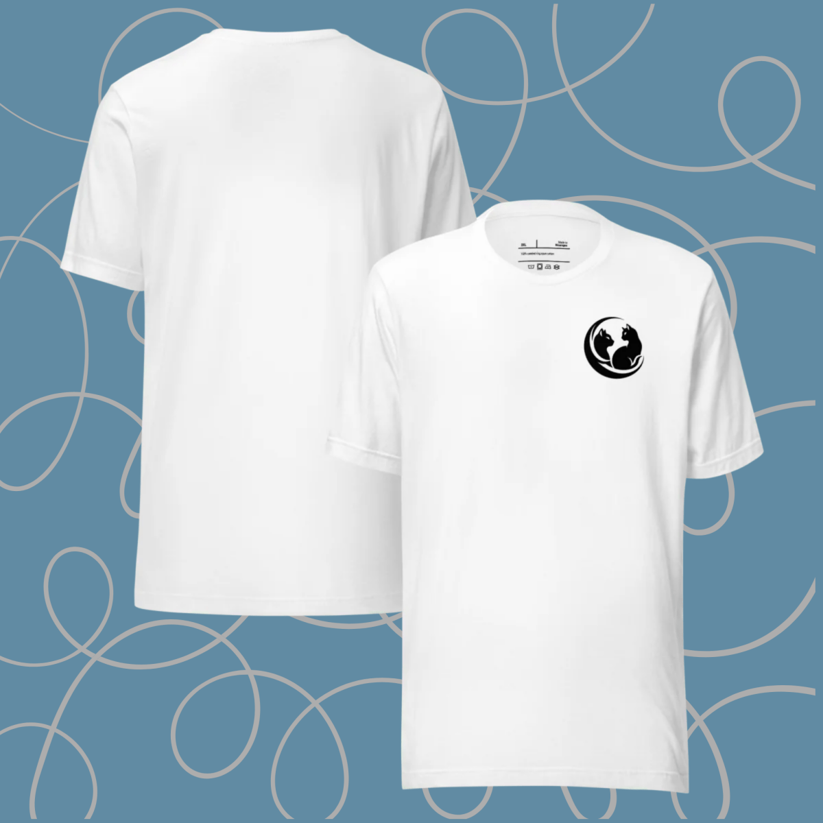 Whiskered Harmony - Everyday Plus Tee | COLORS: White, Red, Athletic Heather - Unisex Staple Tee - Speak Up 4 Paws