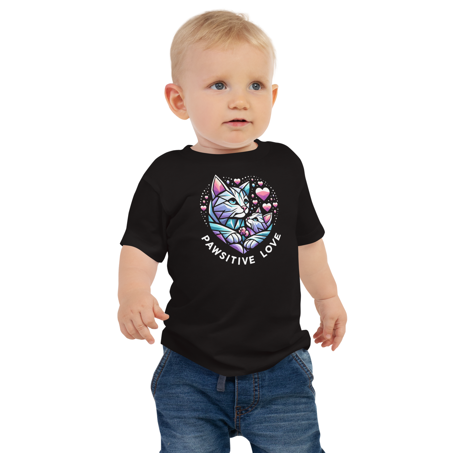 Geometric Whiskerheart - Pawsitive Love - Baby Tee