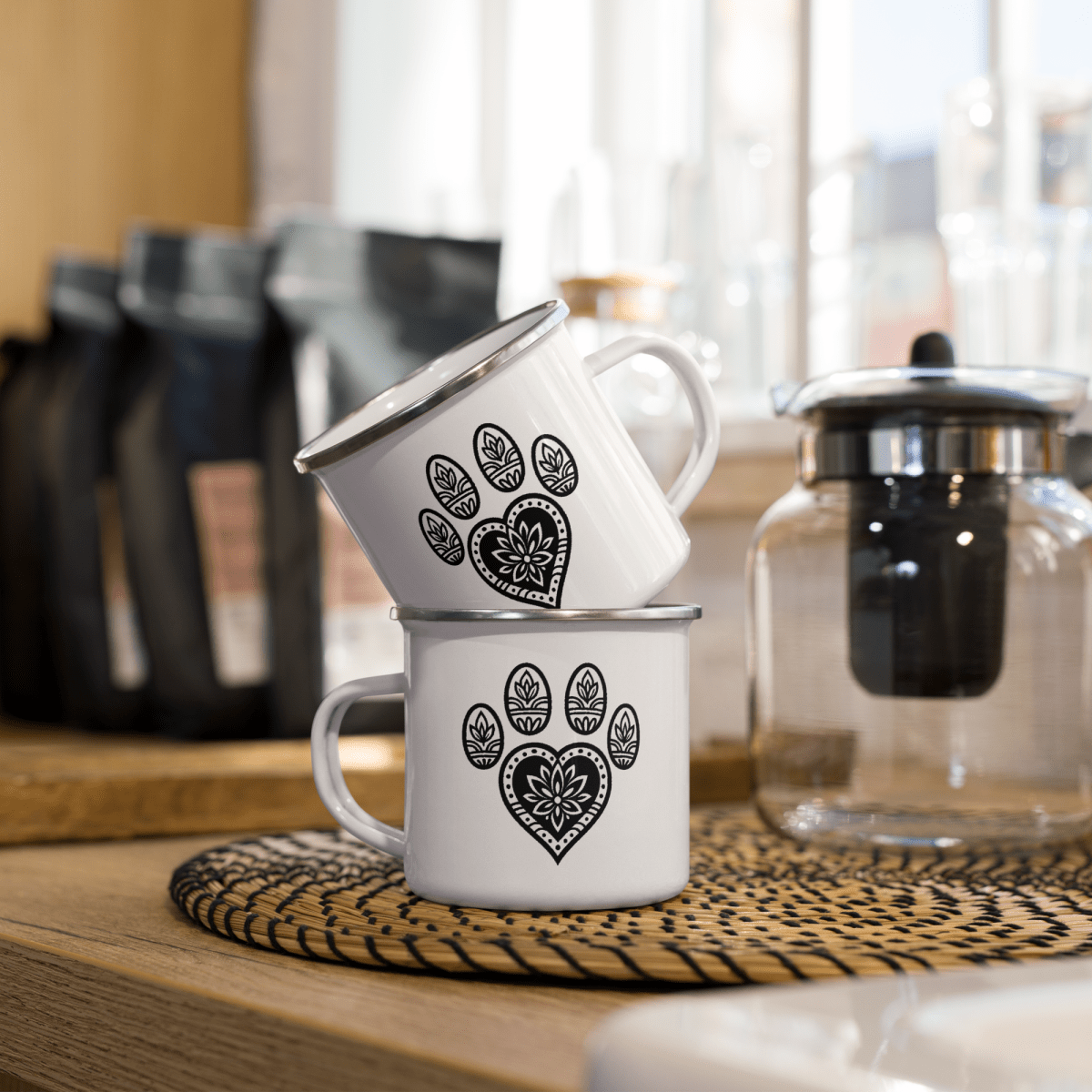 Mandala Paw - Enamel Mug | 12 oz. - Enamel Mug - Speak Up 4 Paws
