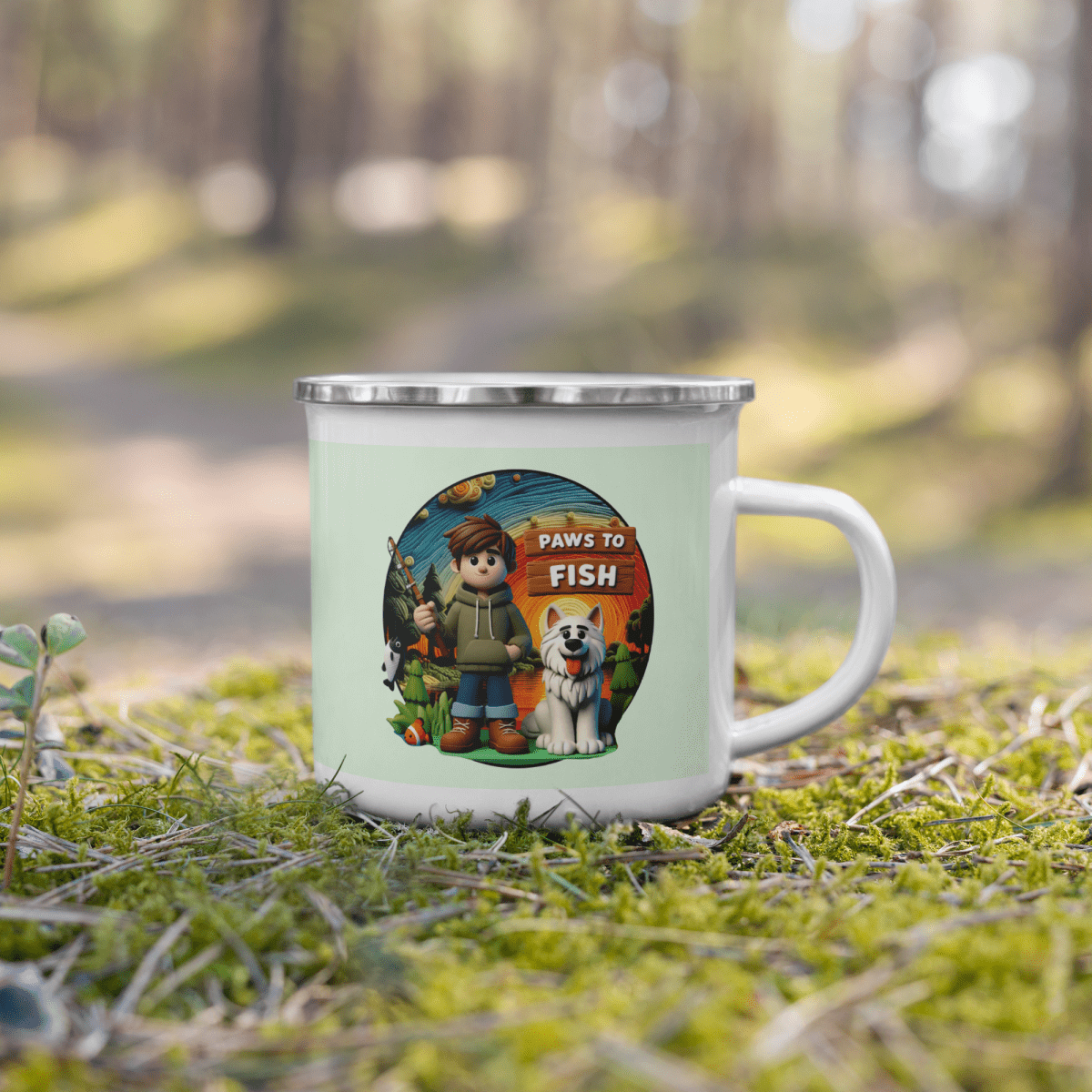 Paws to Fish - Enamel Mug - Enamel Mug - Speak Up 4 Paws