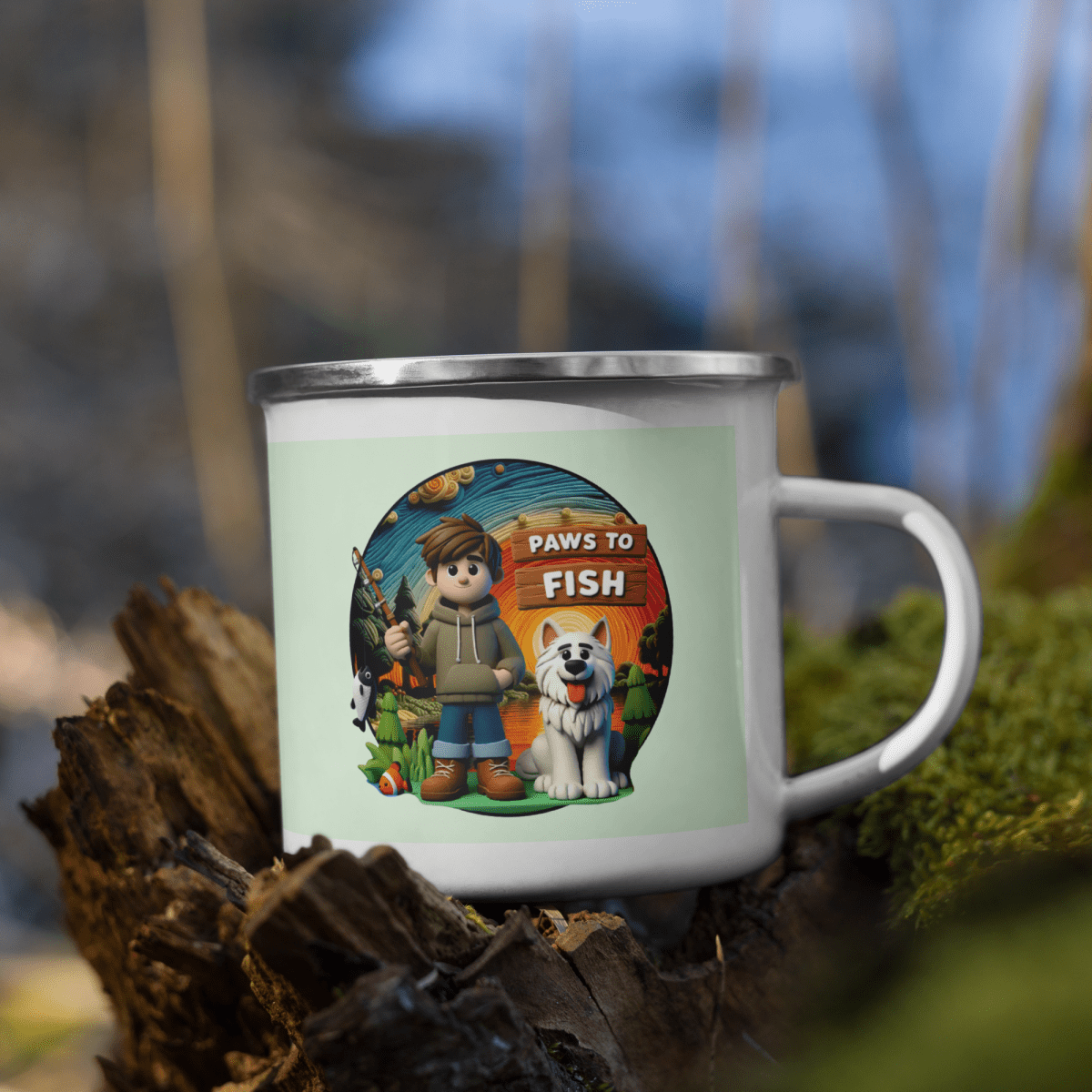 Paws to Fish - Enamel Mug | 12 oz. - Enamel Mug - Speak Up 4 Paws