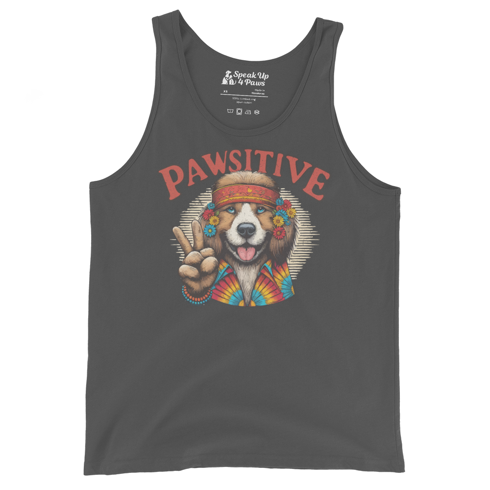 Groovy Canine Vibes - Pawsitive Peace - Unisex Tank Top