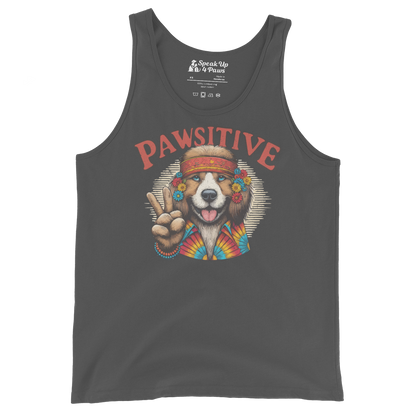 Groovy Canine Vibes - Pawsitive Peace - Unisex Tank Top