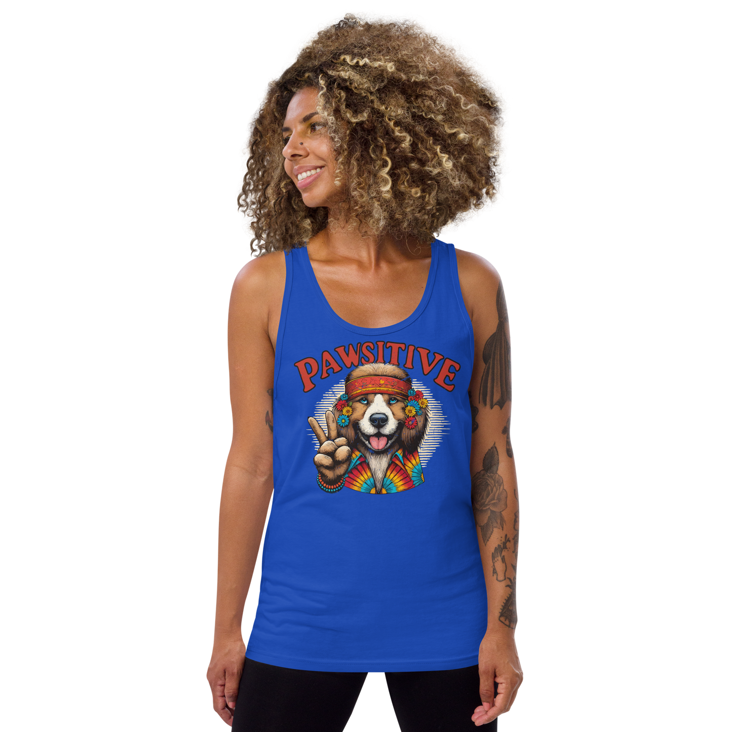 Groovy Canine Vibes - Pawsitive Peace - Unisex Tank Top