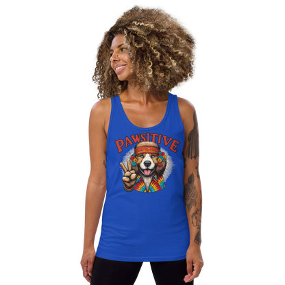 Groovy Canine Vibes - Pawsitive Peace - Unisex Tank Top