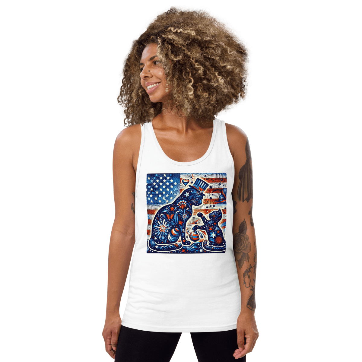 Feline Fireworks Fiesta - Unisex Tank Top - Unisex Tank Top - Speak Up 4 Paws