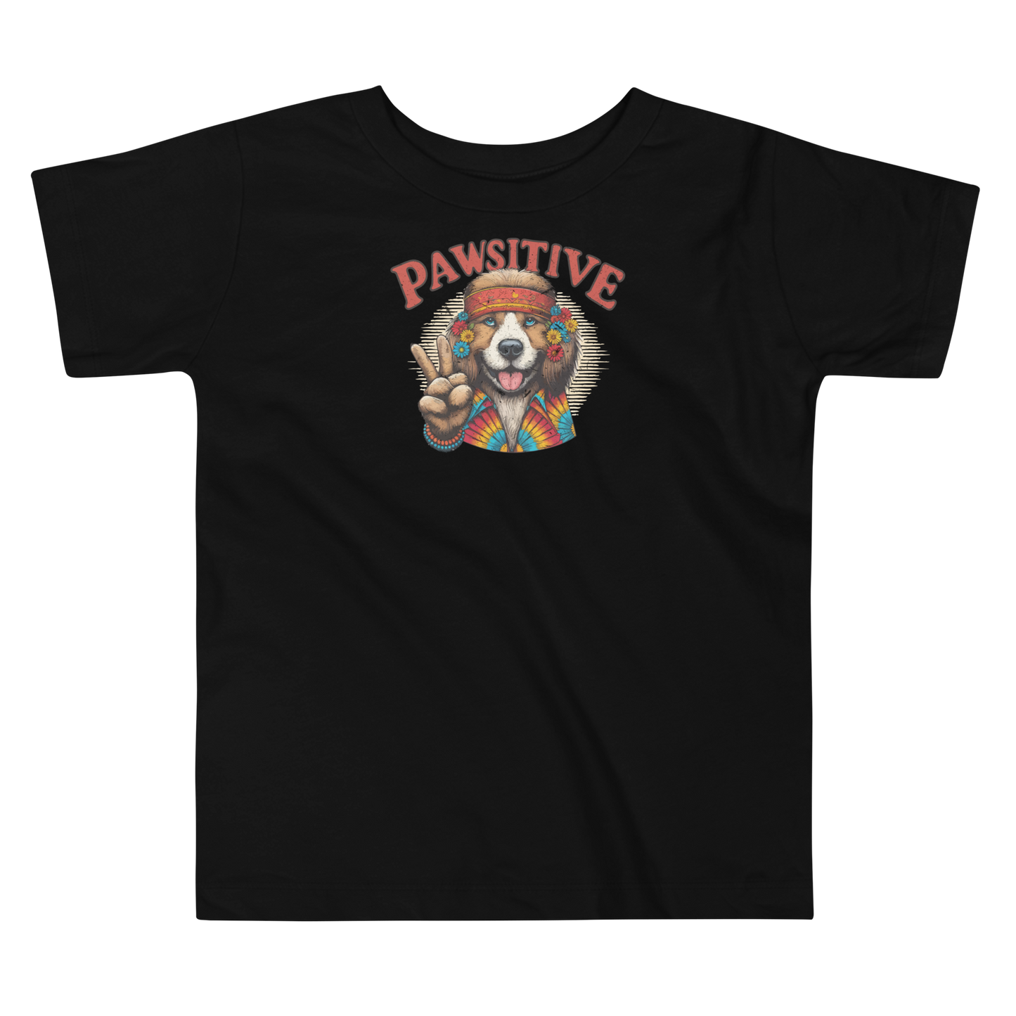 Groovy Canine Vibes - Pawsitive Peace - Toddler Tee