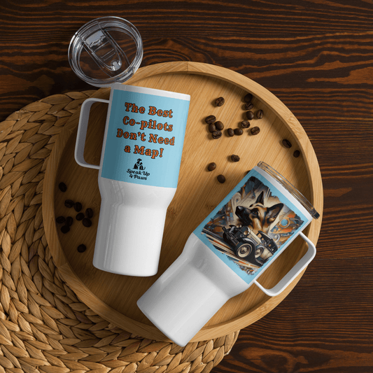 Canine Cruiser - "Best Copilots Don't Need a Map!" - Pawfect Journey Travel Mug (Color: Columbia Blue) - Travel Mug - Speak Up 4 Paws