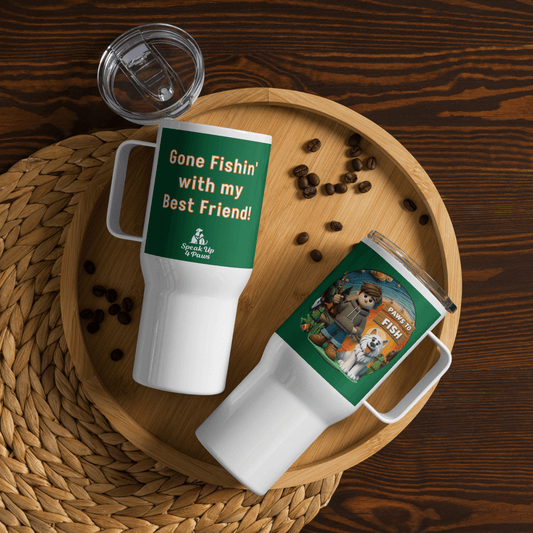Paws to Fish - "Gone Fishin' with my Best Friend!" - Pawfect Journey Travel Mug (Color: Jewel) - Travel Mug - Speak Up 4 Paws