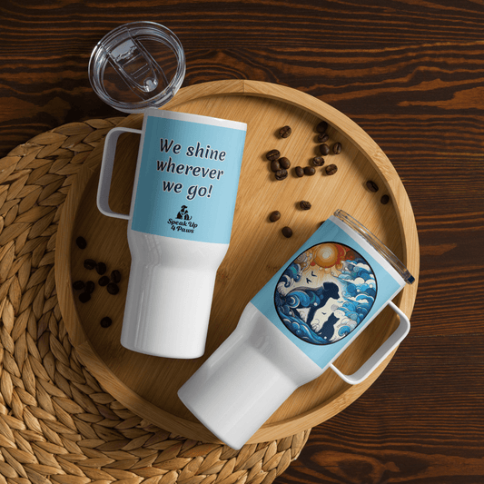 Sun - Kissed Bond - "We shine wherever we go!" - Pawfect Journey Travel Mug (Color: Columbia Blue) - Travel Mug - Speak Up 4 Paws