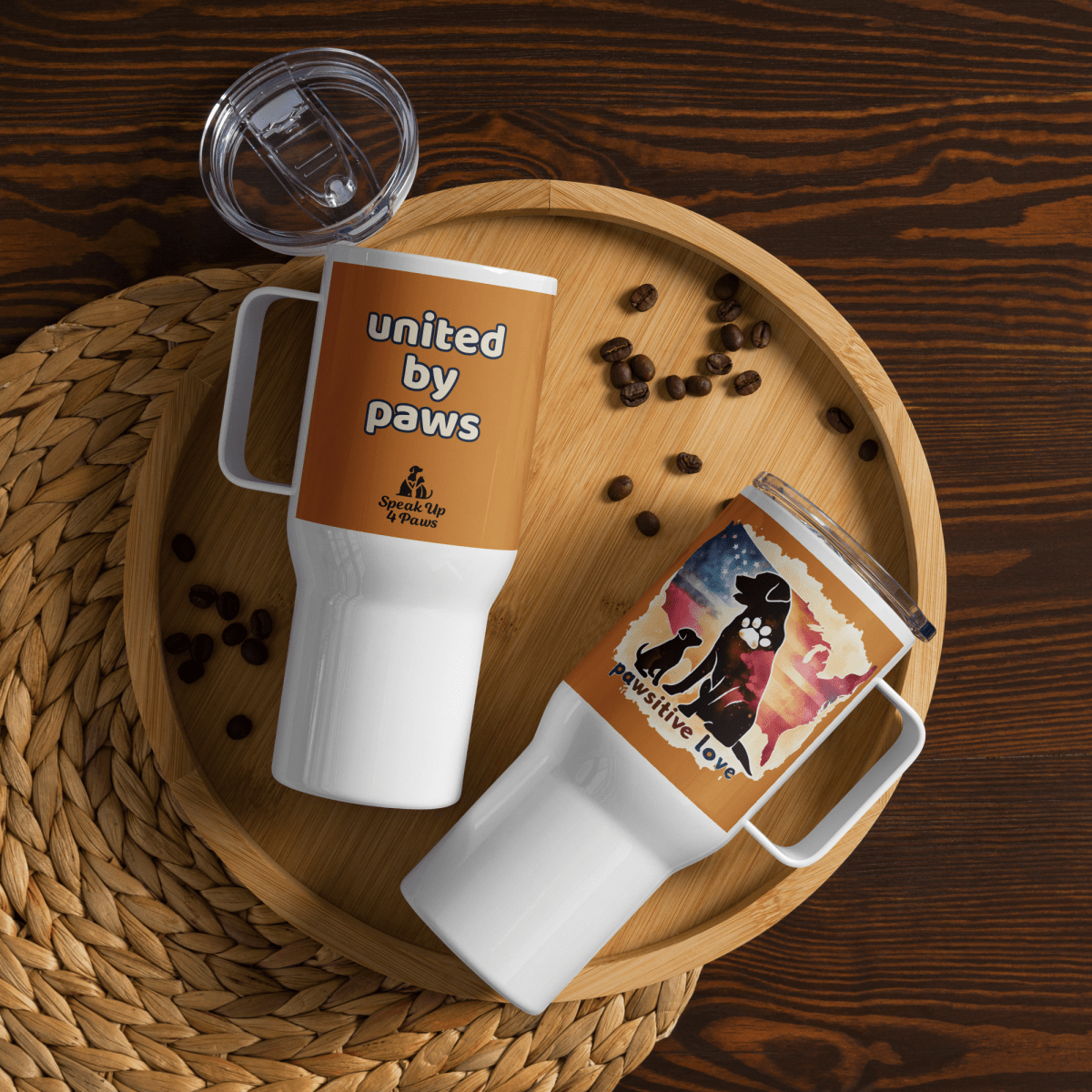 United by Paws - "united by paws" - Pawfect Journey Travel Mug (Color: Bronze) - Travel Mug - Speak Up 4 Paws