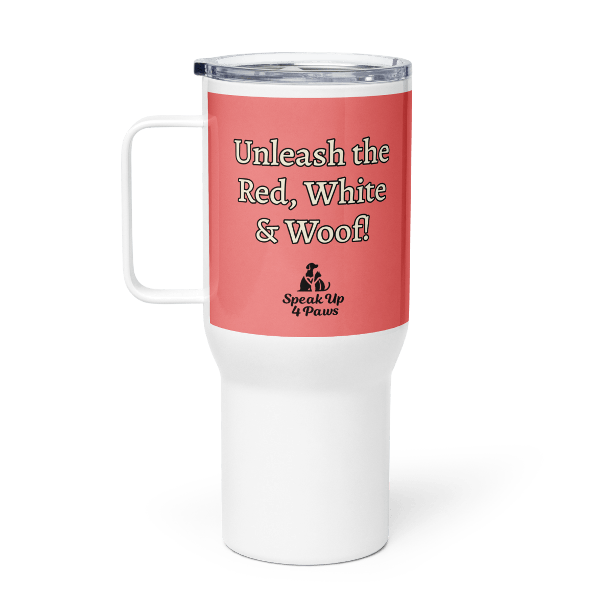 Bark of Freedom Trio - Lab - "Unleash the Red, White & Woof!" - TrailMate Tumbler (Color: Salmon) - Travel Mug - Speak Up 4 Paws