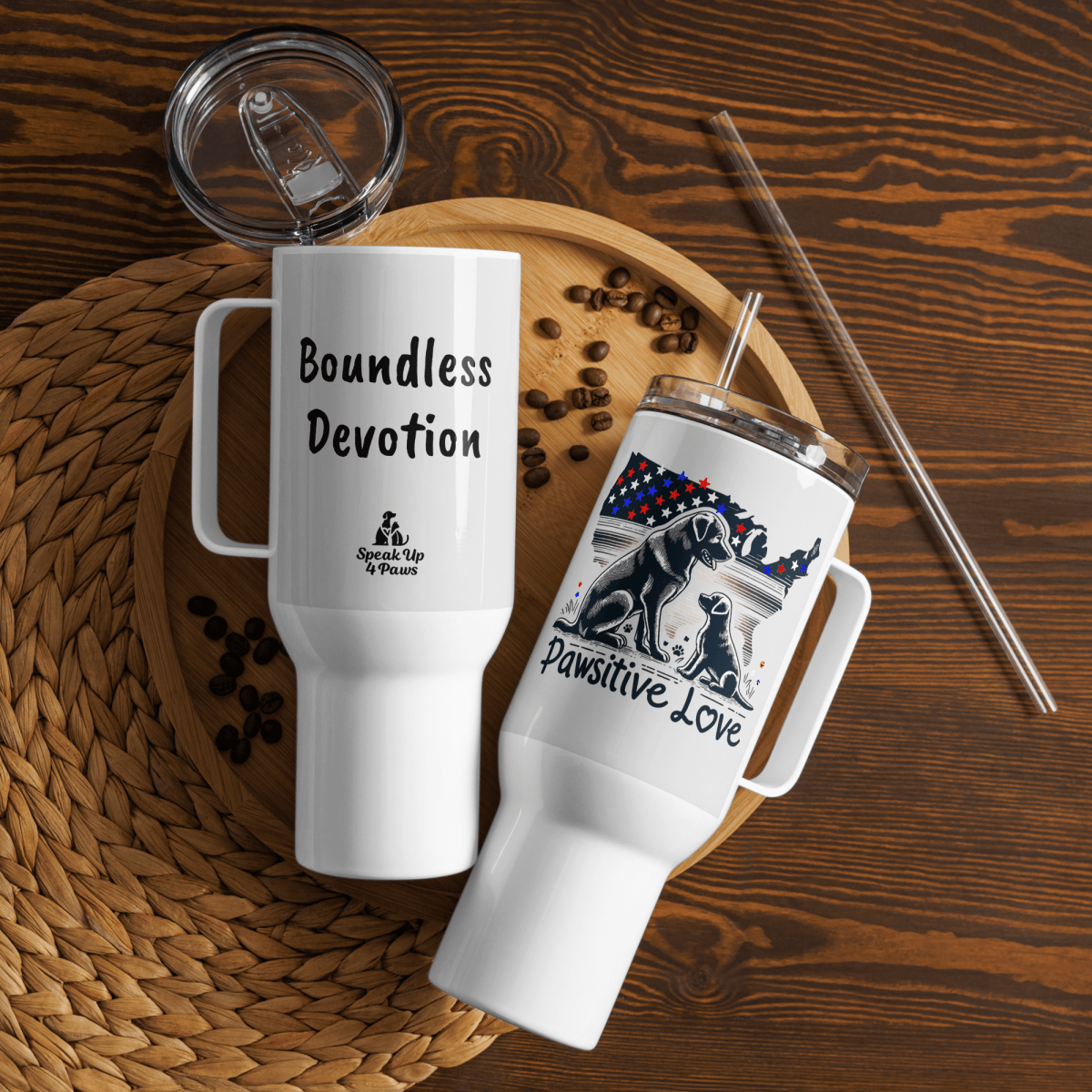 Boundless Devotion - "Boundless Devotion" - Pawfect Journey Travel Mug (Color: Whisper) - Travel Mug - Speak Up 4 Paws