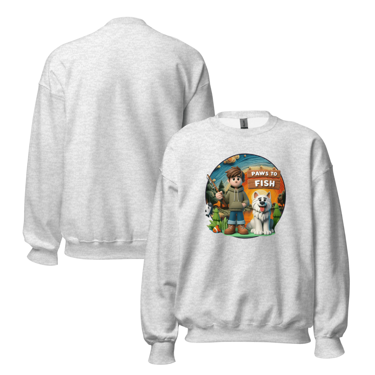 Paws to Fish - Oversized Sweatshirt | COLORS: Ash, Charcoal, Graphite Grey, Sport Grey - Preshrunk Sweatshirt - Speak Up 4 Paws