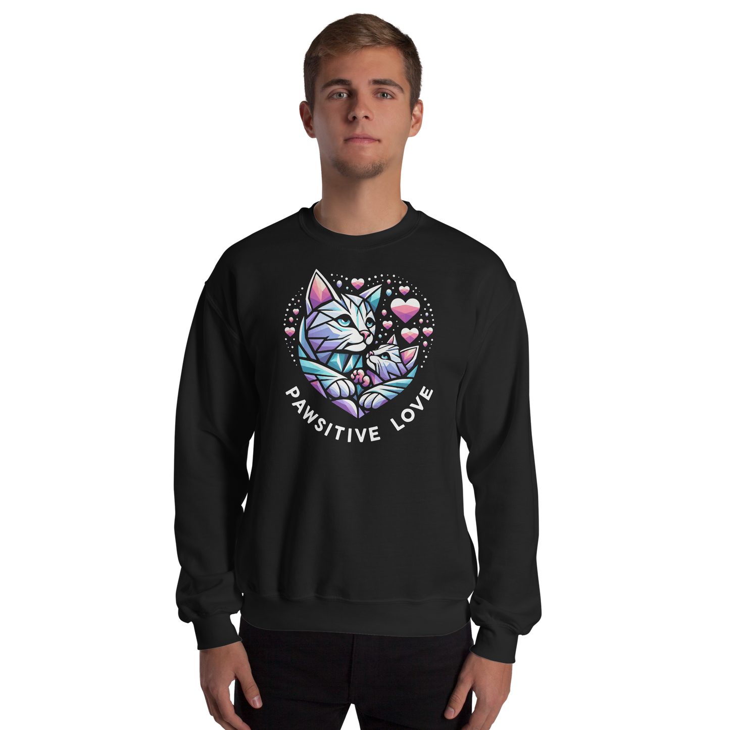 Geometric Whiskerheart - Pawsitive Love - Preshrunk Sweatshirt