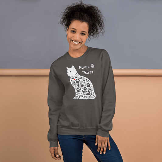 Paws and Purrs - Sweatshirt | COLORS: Charcoal, Navy, Maroon, Forest Green - Preshrunk Sweatshirt - Speak Up 4 Paws
