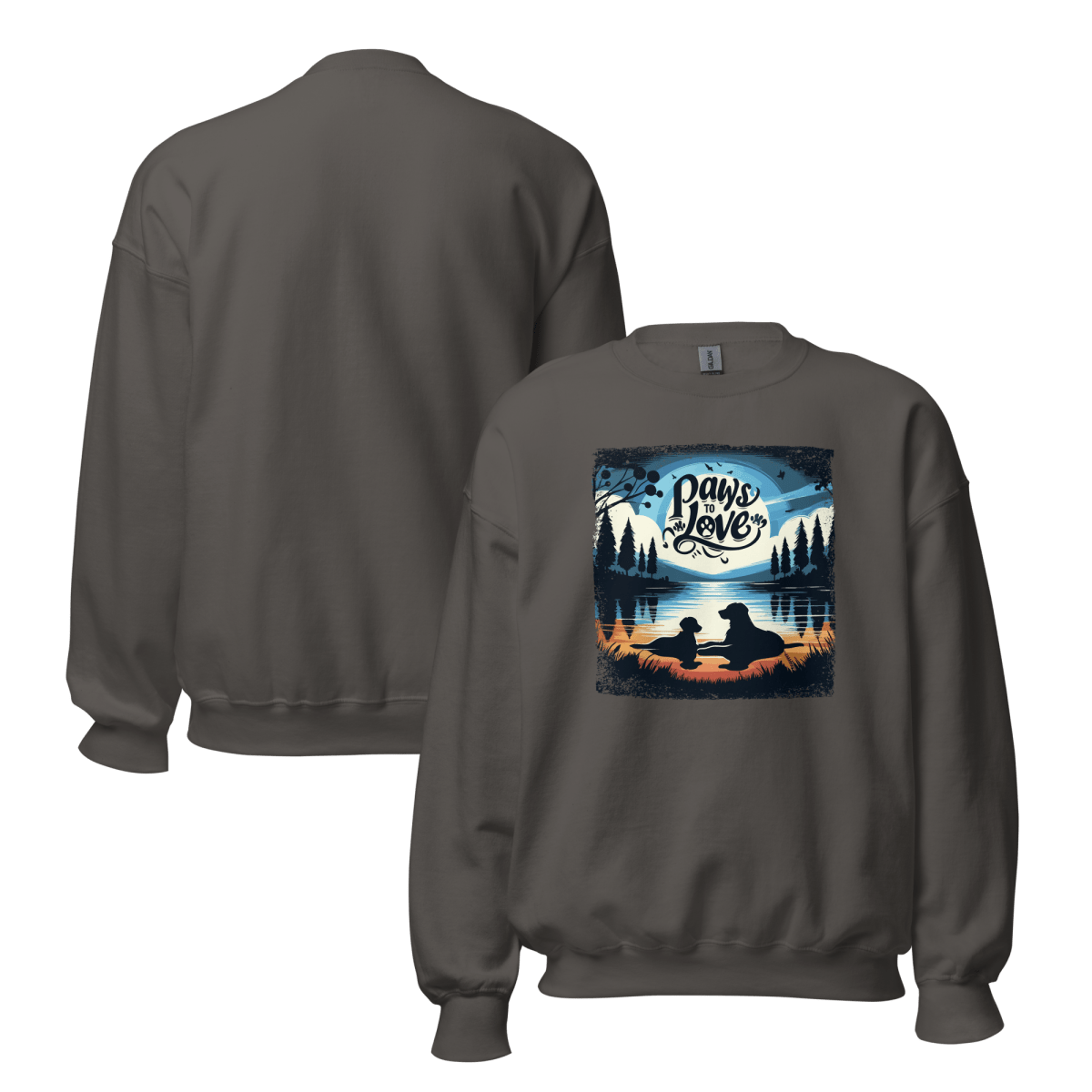 Forest Reflections - Sweatshirt | COLORS: Indigo Blue, Charcoal, Military Green, Sand - Preshrunk Sweatshirt - Speak Up 4 Paws