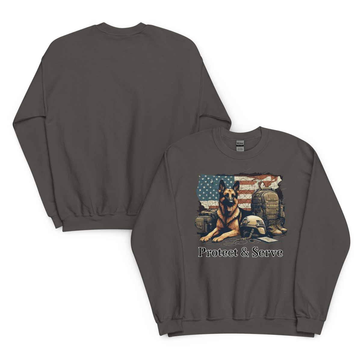 Sentinel of Valor - Sweatshirt | COLORS: Military Green, Charcoal, Indigo Blue, Sand - Preshrunk Sweatshirt - Speak Up 4 Paws