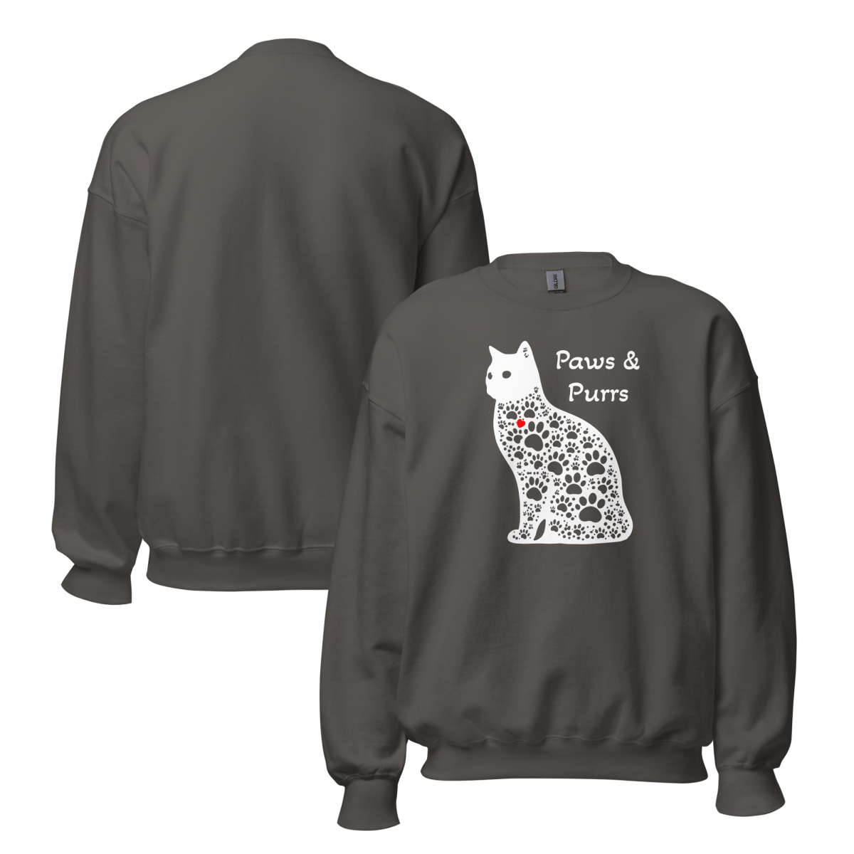 Paws and Purrs - Oversized Sweatshirt | COLORS: Navy, Dark Chocolate, Forest Green, Charcoal - Preshrunk Sweatshirt - Speak Up 4 Paws