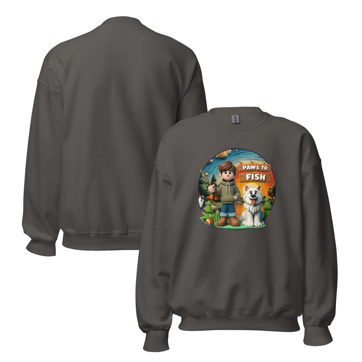 Paws to Fish - Oversized Sweatshirt | COLORS: Ash, Charcoal, Graphite Grey, Sport Grey - Preshrunk Sweatshirt - Speak Up 4 Paws
