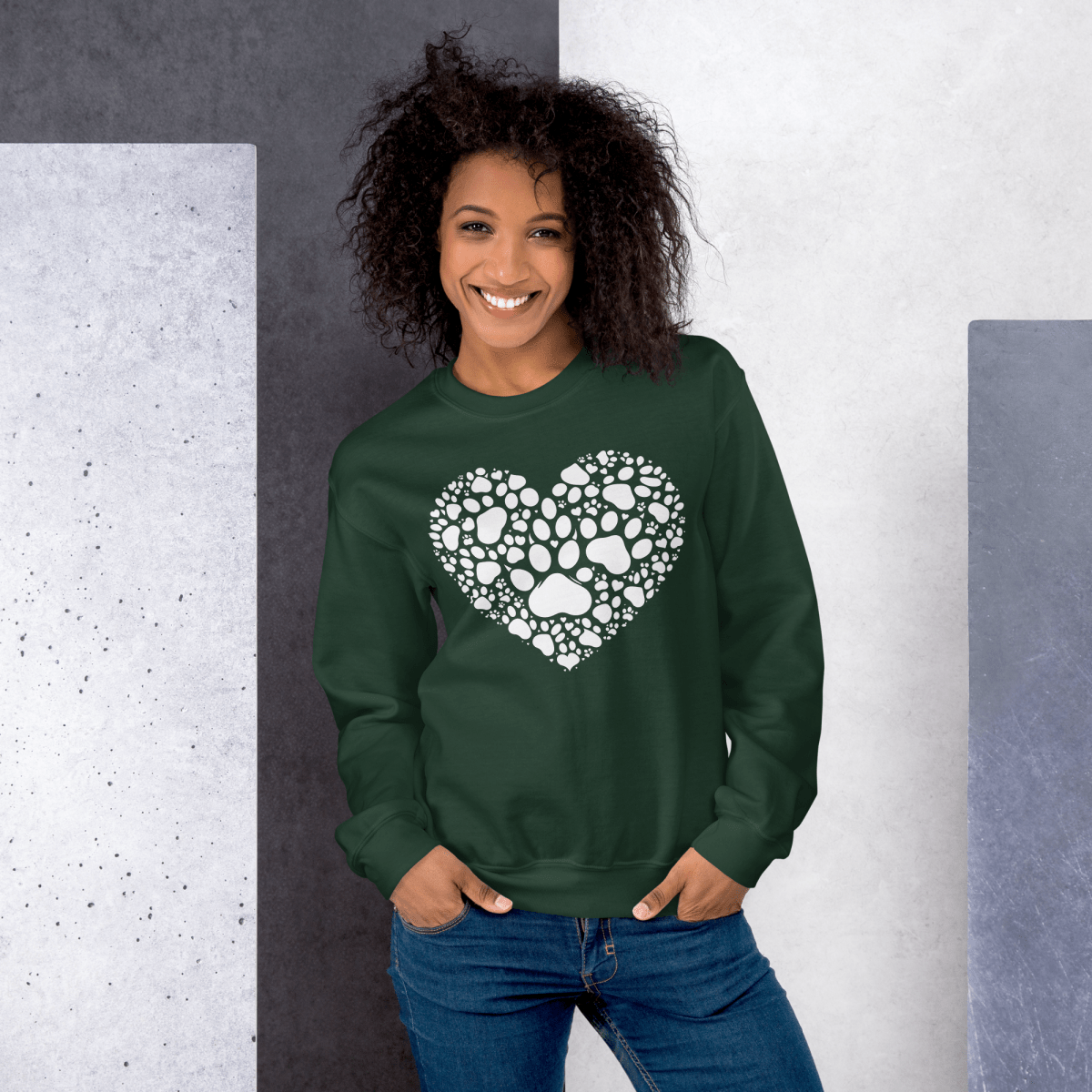 Heartfelt Paws - Sweatshirt | COLORS: Navy, Maroon, Forest Green, Royal - Preshrunk Sweatshirt - Speak Up 4 Paws