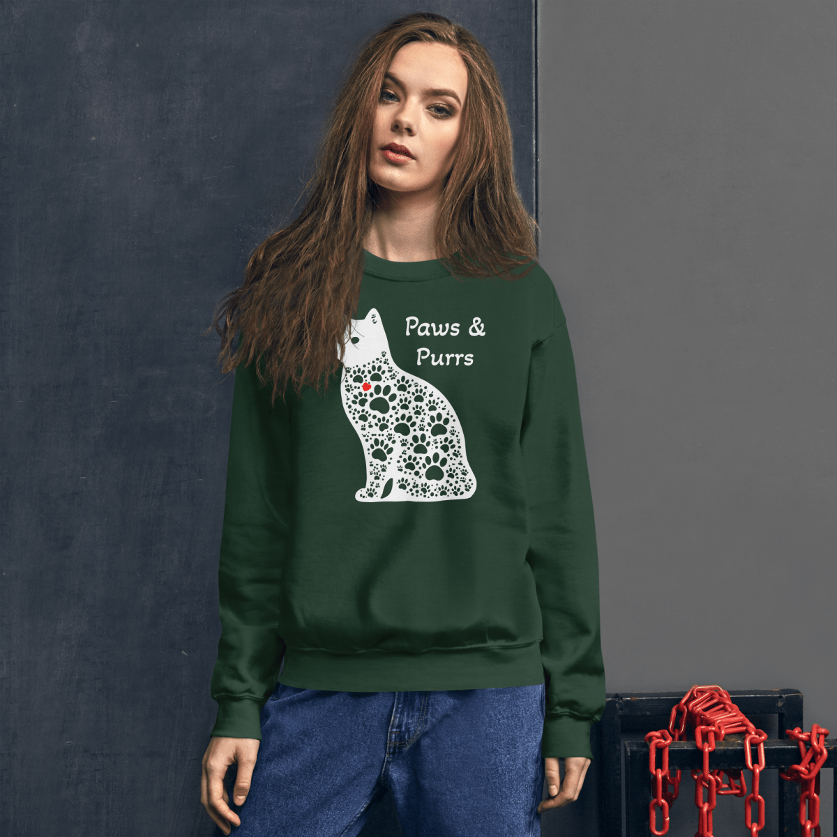Paws and Purrs - Sweatshirt | COLORS: Charcoal, Navy, Maroon, Forest Green - Preshrunk Sweatshirt - Speak Up 4 Paws