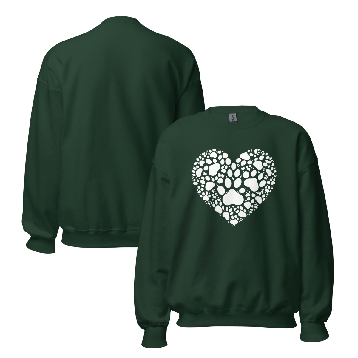 Heartfelt Paws - Oversized Sweatshirt | COLORS: Forest Green, Navy, Dark Chocolate, Charcoal - Preshrunk Sweatshirt - Speak Up 4 Paws