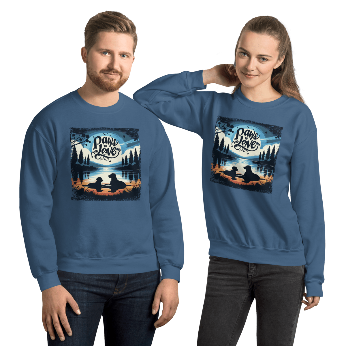 Forest Reflections - Sweatshirt | COLORS: Indigo Blue, Charcoal, Military Green, Sand - Preshrunk Sweatshirt - Speak Up 4 Paws