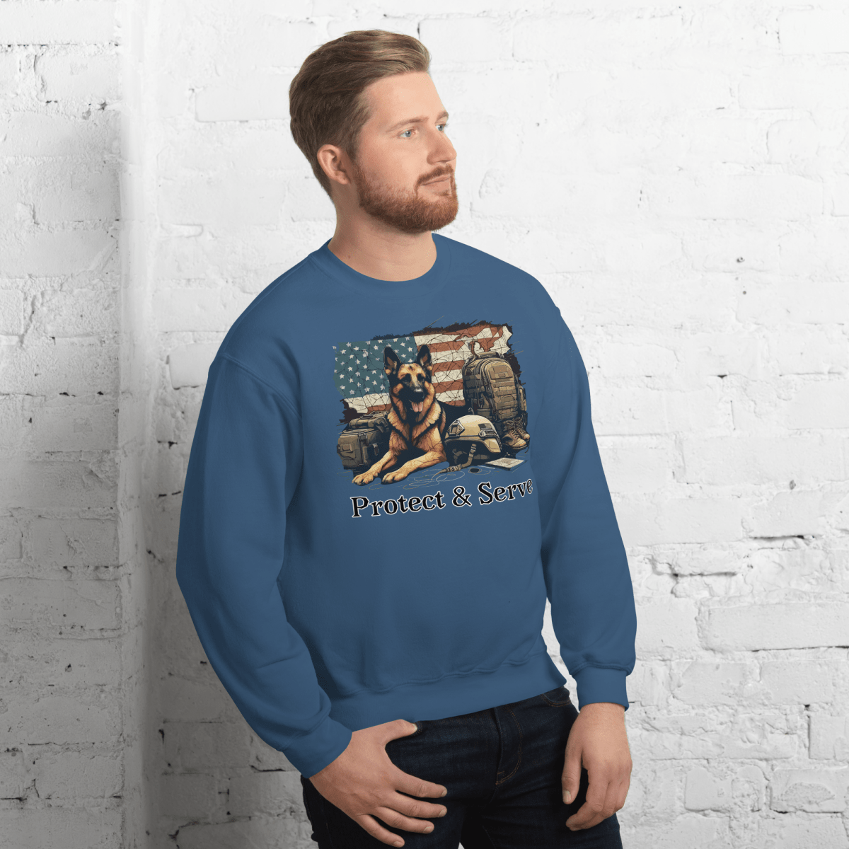 Sentinel of Valor - Sweatshirt | COLORS: Military Green, Charcoal, Indigo Blue, Sand - Preshrunk Sweatshirt - Speak Up 4 Paws
