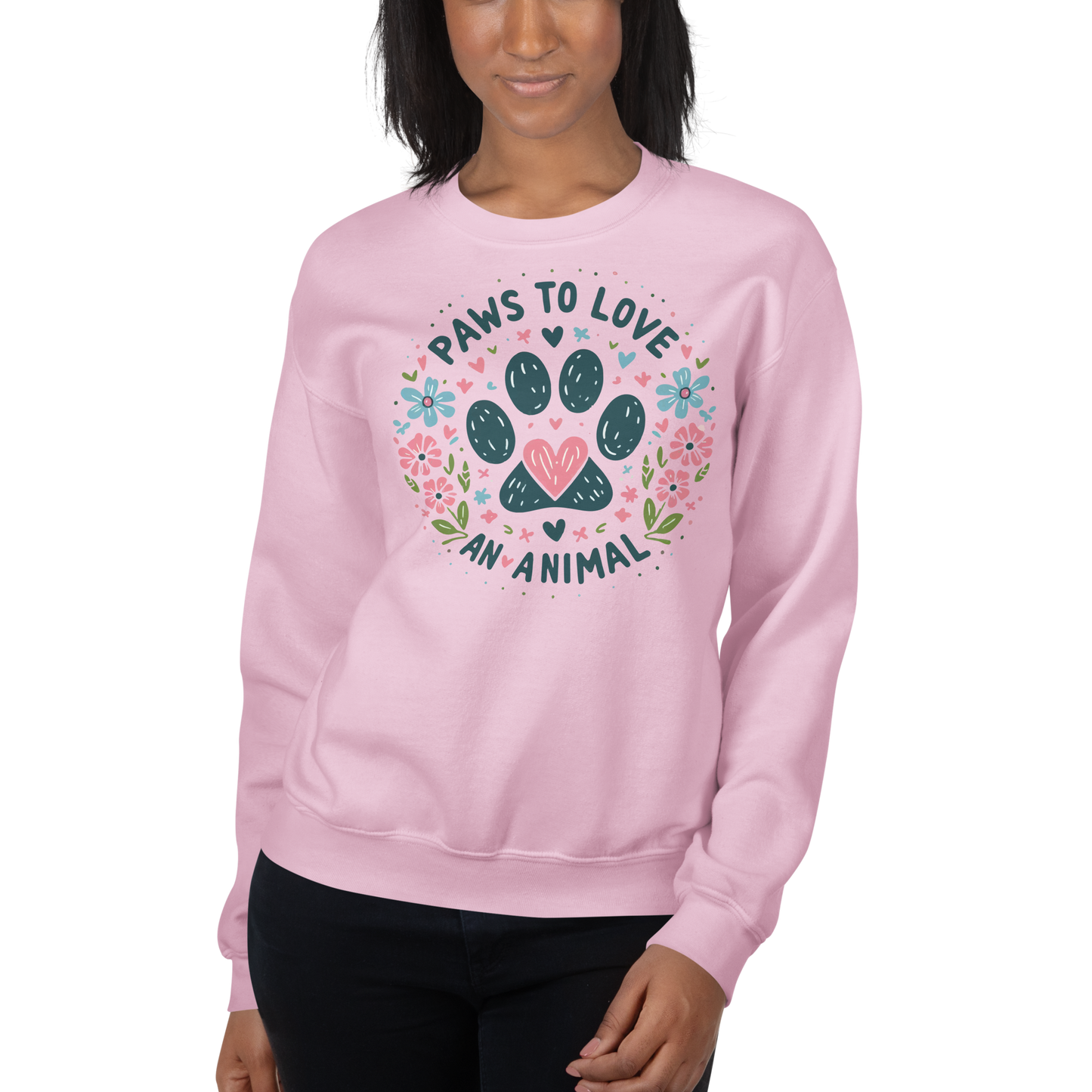 Floral Pawprints - Paws to Love - Preshrunk Sweatshirt