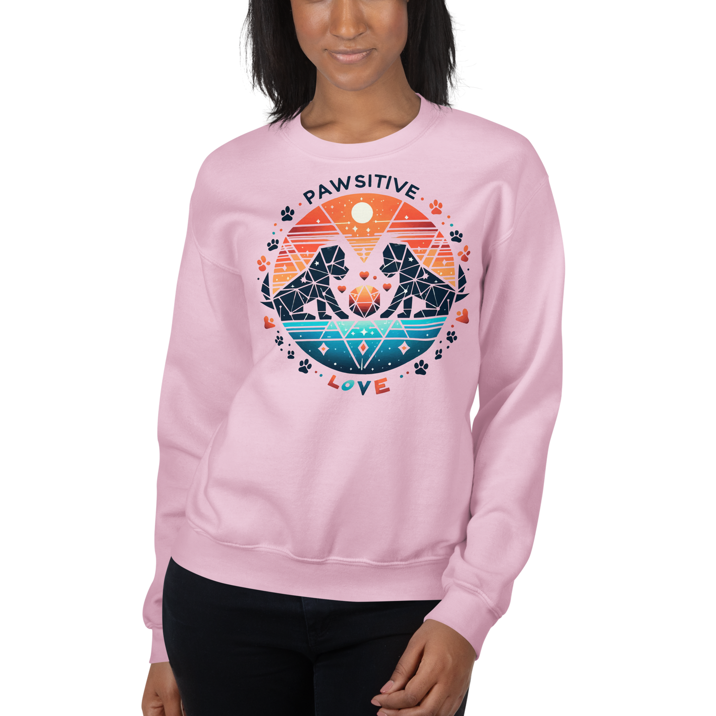 Geometric Puppy Play - Pawsitive Love - Preshrunk Sweatshirt