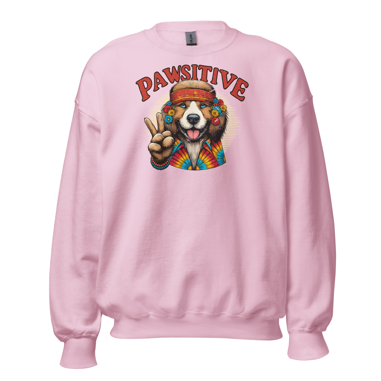 Groovy Canine Vibes - Pawsitive Peace - Preshrunk Sweatshirt