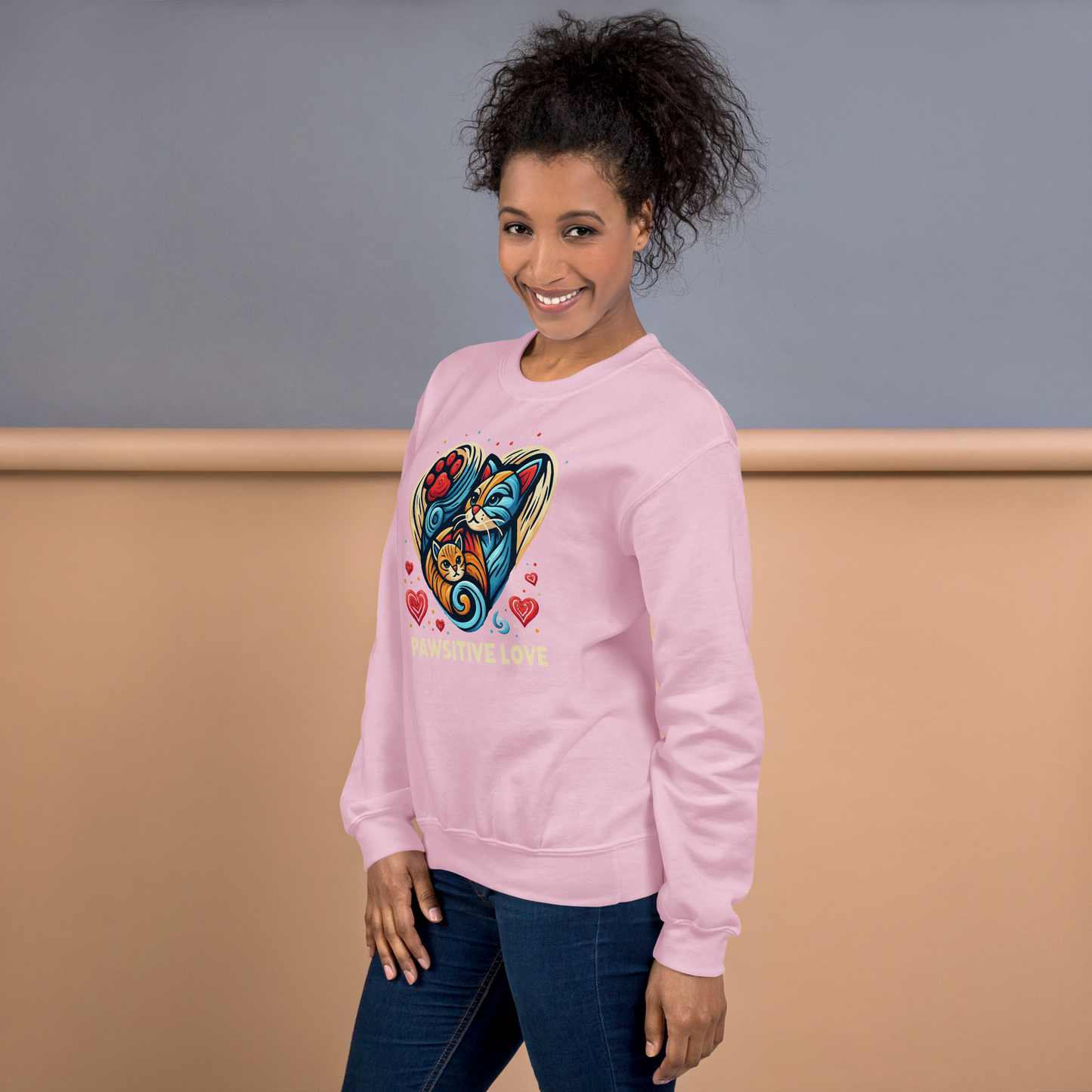 Feline Harmony - Pawsitive Love - Preshrunk Sweatshirt