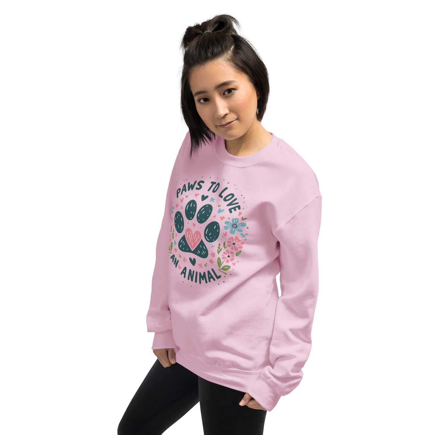 Floral Pawprints - Paws to Love - Preshrunk Sweatshirt