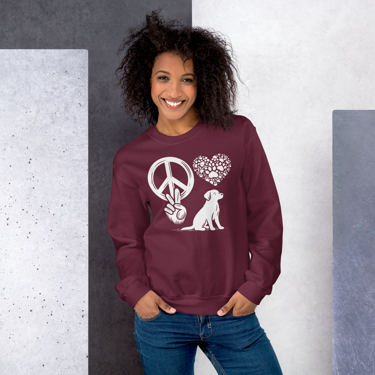 Harmony Unleashed - Peace-Love-Dog - Preshrunk Sweatshirt