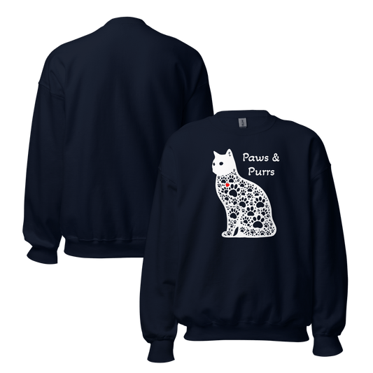 Paws and Purrs - Oversized Sweatshirt | COLORS: Navy, Dark Chocolate, Forest Green, Charcoal - Preshrunk Sweatshirt - Speak Up 4 Paws