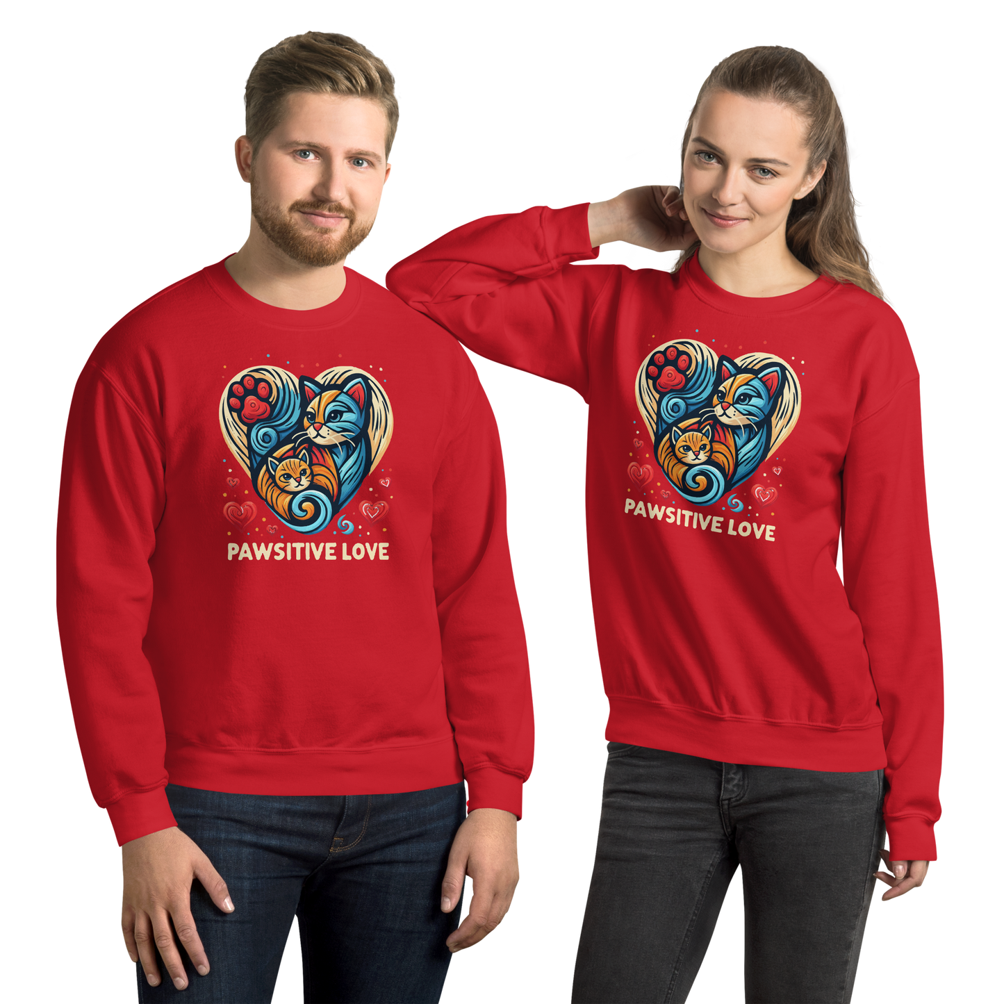 Feline Harmony - Pawsitive Love - Preshrunk Sweatshirt