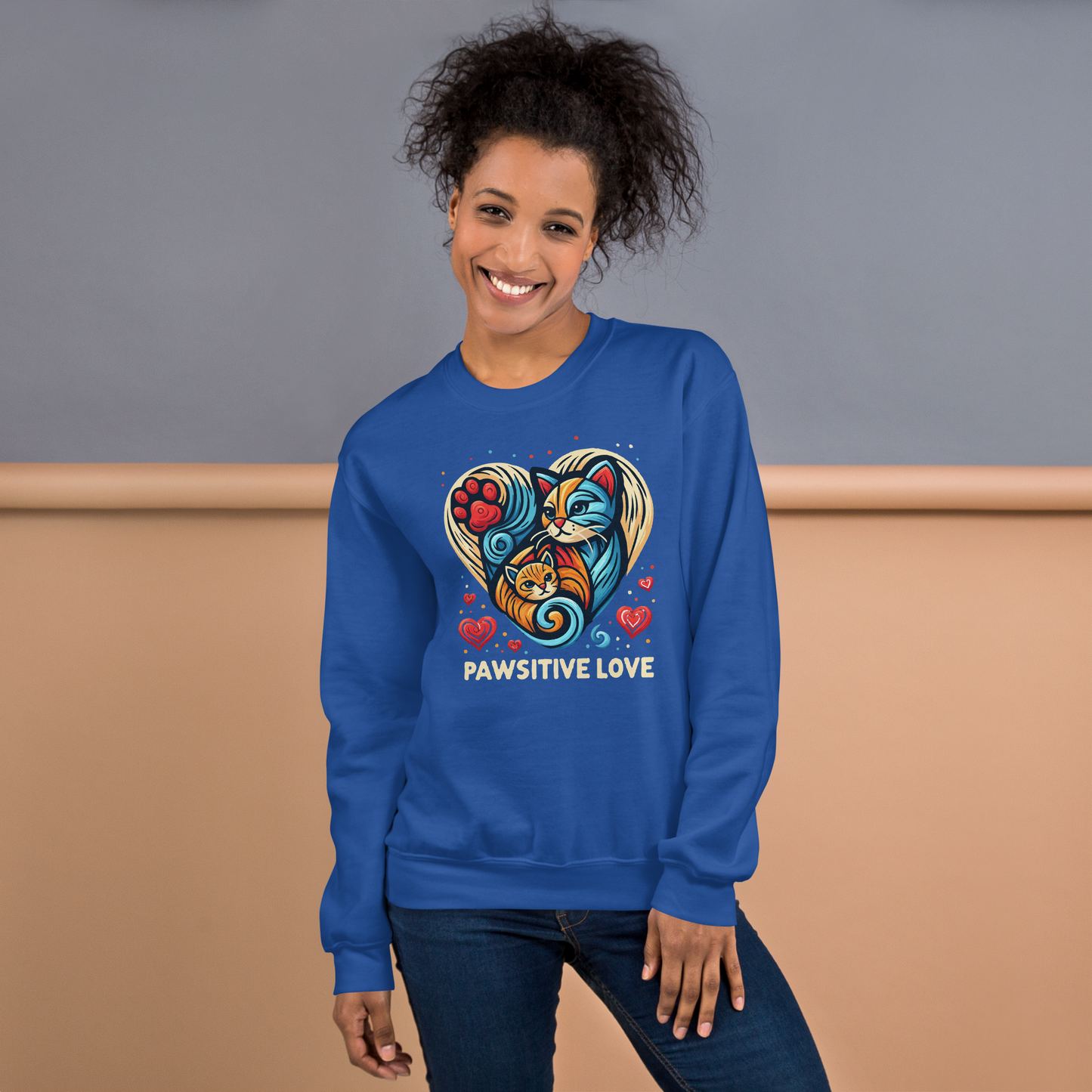 Feline Harmony - Pawsitive Love - Preshrunk Sweatshirt