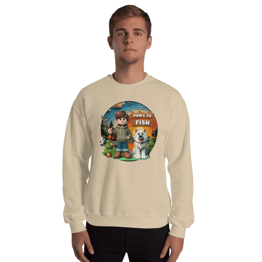 Paws to Fish - Sweatshirt | COLORS: Sand, Charcoal, Indigo Blue, Orange - Preshrunk Sweatshirt - Speak Up 4 Paws