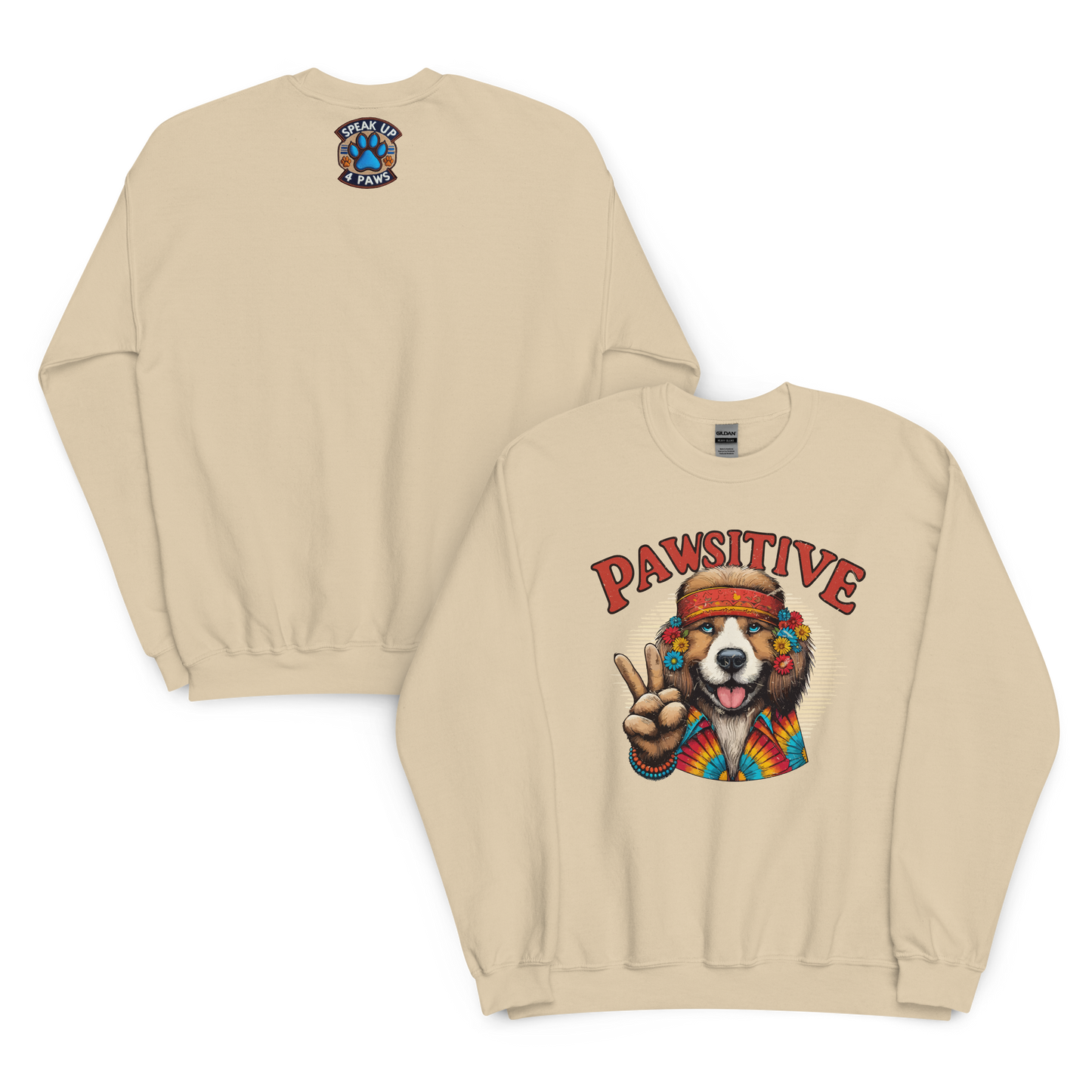 Groovy Canine Vibes - Pawsitive Peace - Preshrunk Sweatshirt