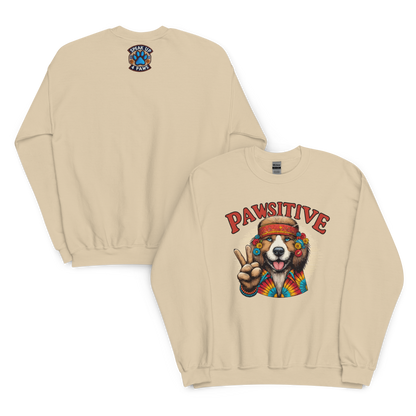 Groovy Canine Vibes - Pawsitive Peace - Preshrunk Sweatshirt