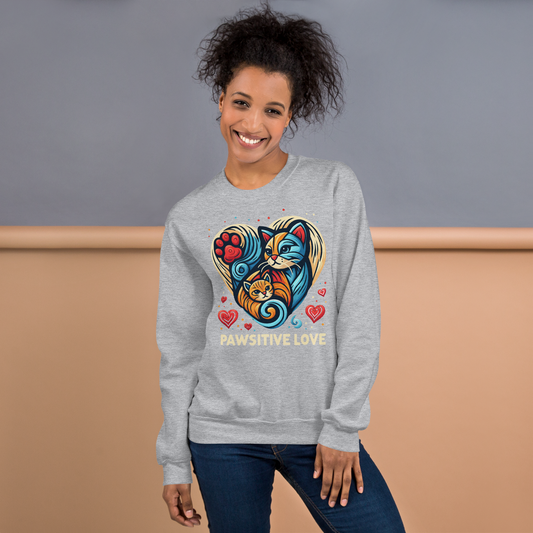 Feline Harmony - Pawsitive Love - Preshrunk Sweatshirt