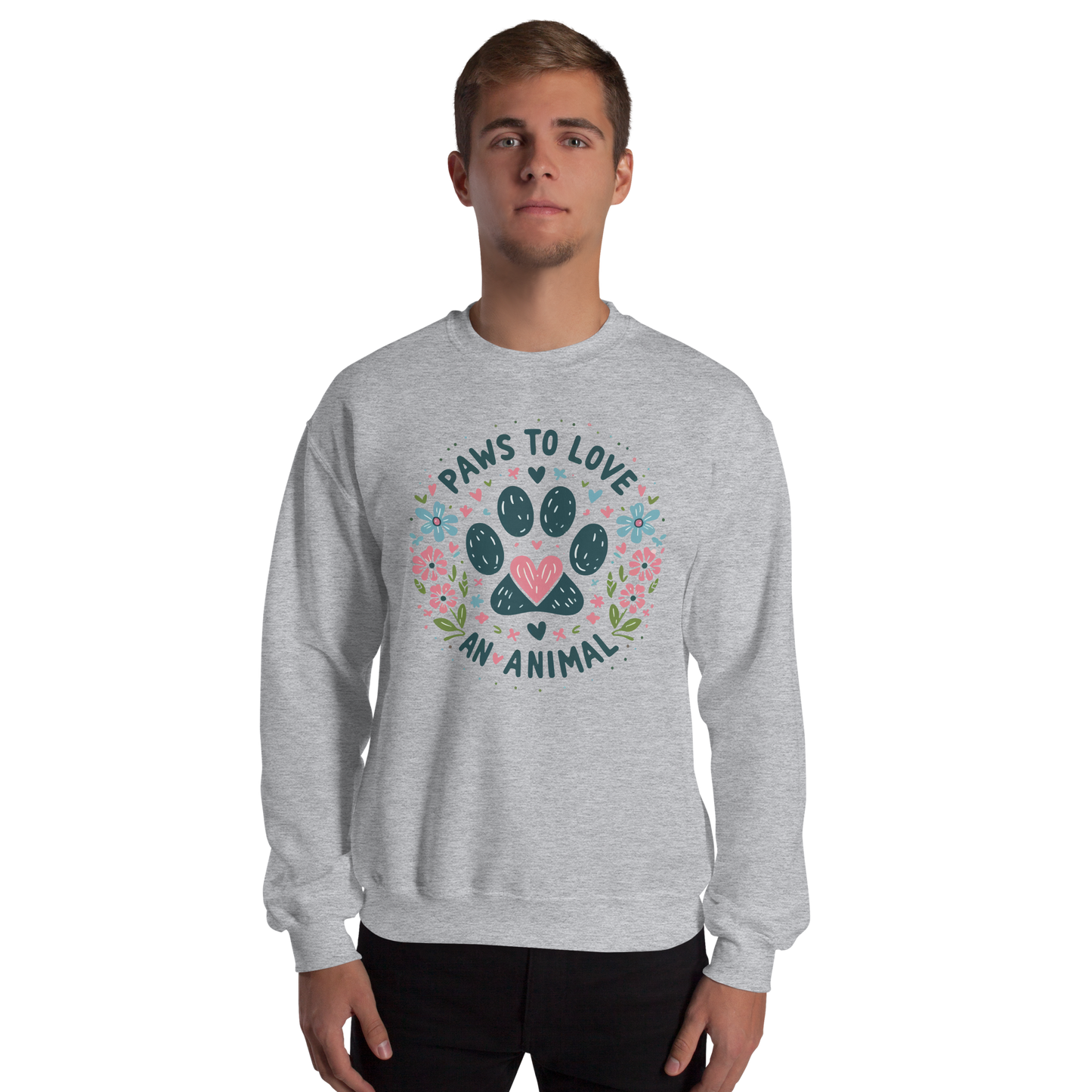 Floral Pawprints - Paws to Love - Preshrunk Sweatshirt