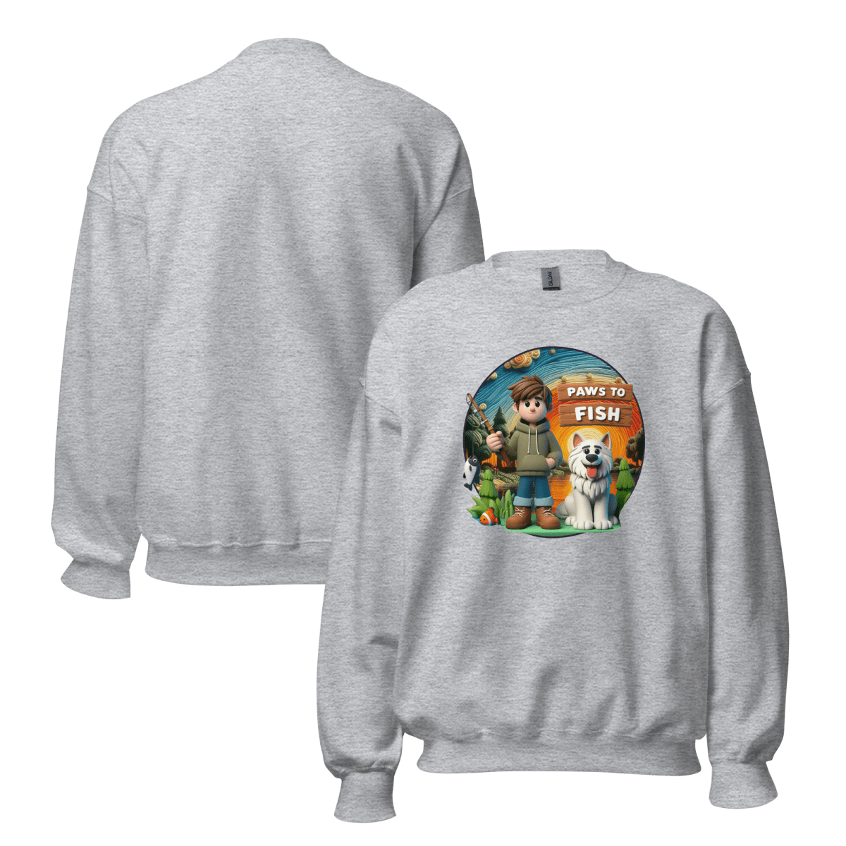 Paws to Fish - Oversized Sweatshirt | COLORS: Ash, Charcoal, Graphite Grey, Sport Grey - Preshrunk Sweatshirt - Speak Up 4 Paws