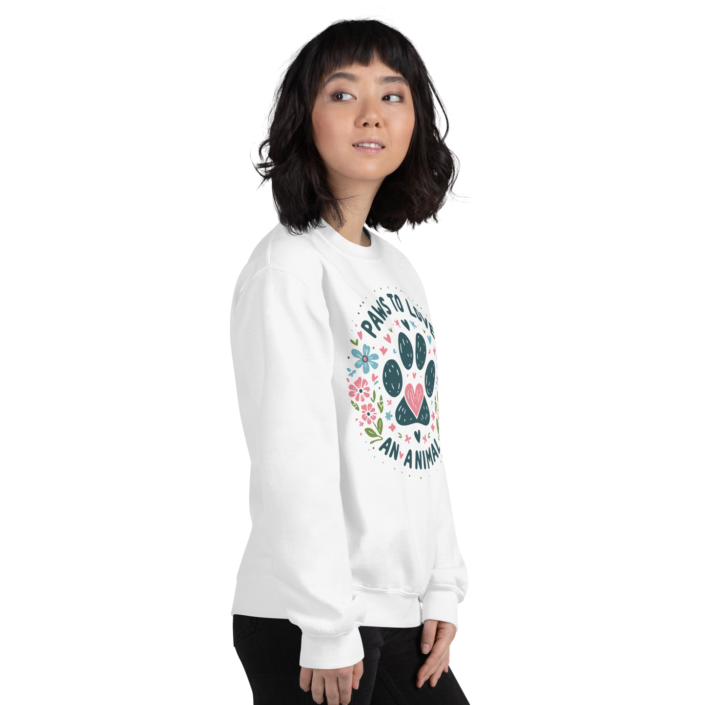 Floral Pawprints - Paws to Love - Preshrunk Sweatshirt