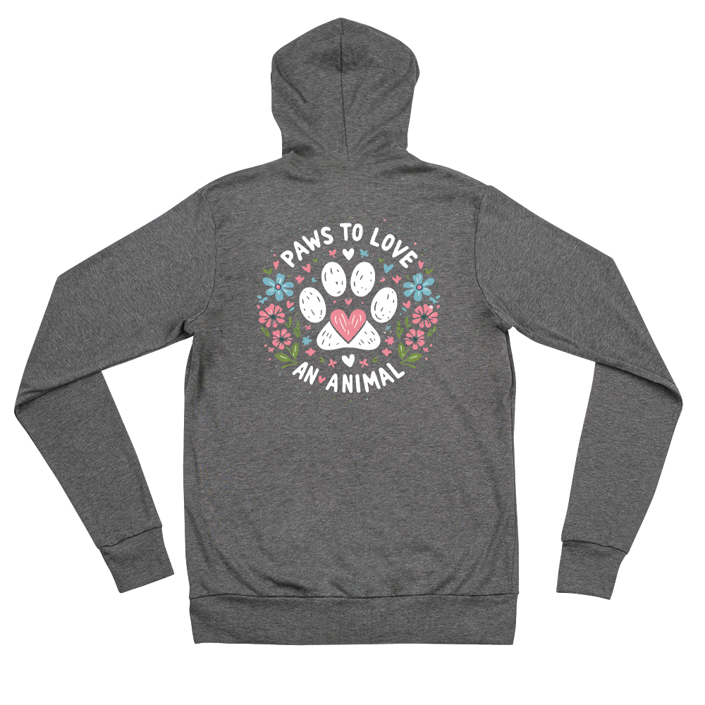 Floral Pawprints - Paws to Love - Lightweight Zip Hoodie