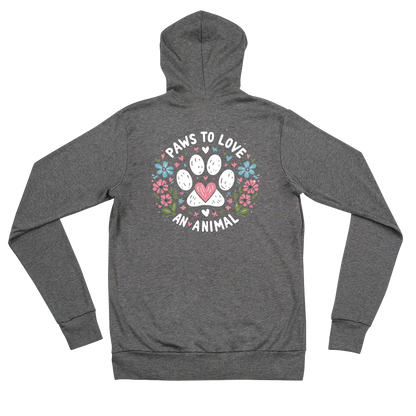 Floral Pawprints - Paws to Love - Lightweight Zip Hoodie