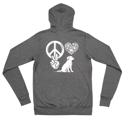 Harmony Unleashed - Peace-Love-Dog - Lightweight Zip Hoodie