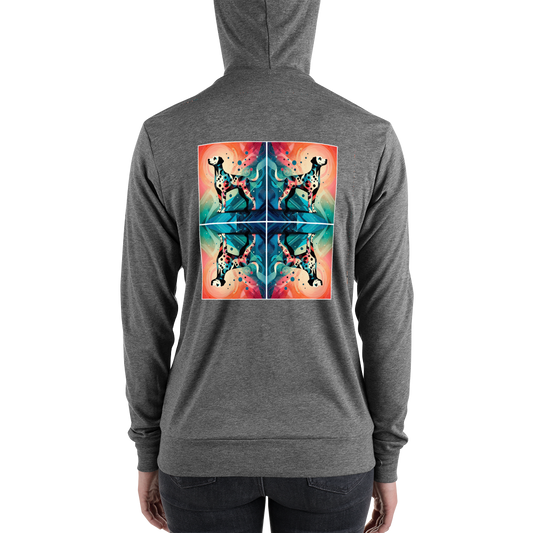 Vibrant Canine Mosaic - Lightweight Zip Hoodie